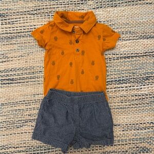 NWOT Carter’s two piece set bodysuit plus shorts, never worn, size 6 months